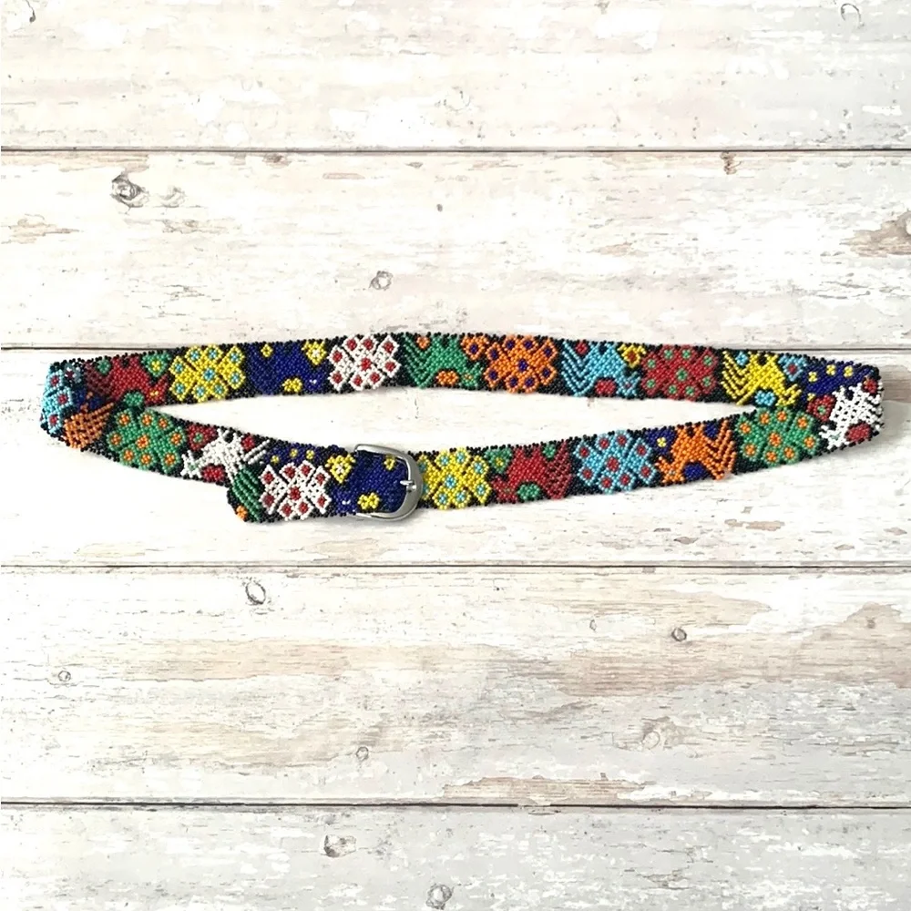 Women’s Handmade Beaded Rainbow Belt One Of A Kind Accessories 38in Long